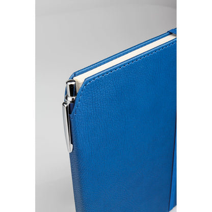 MORIAH promotional notebook in blue (detail view) with custom logo branding