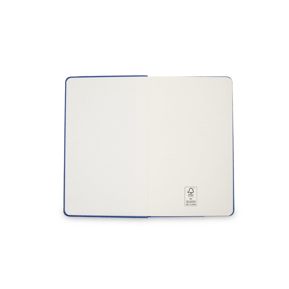 MORIAH promotional notebook in blue with custom logo branding