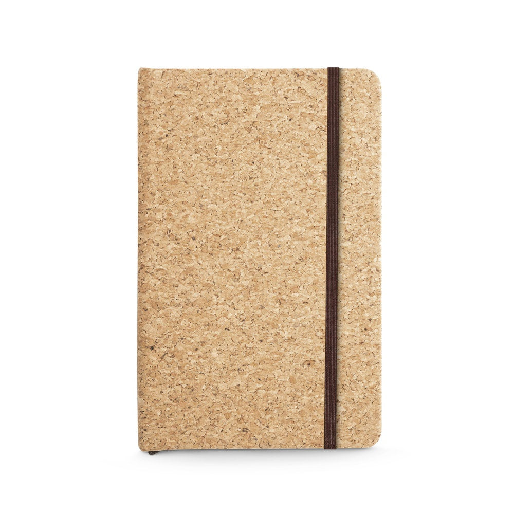 HAWKINS promotional notebook in natural (detail view) with custom logo branding