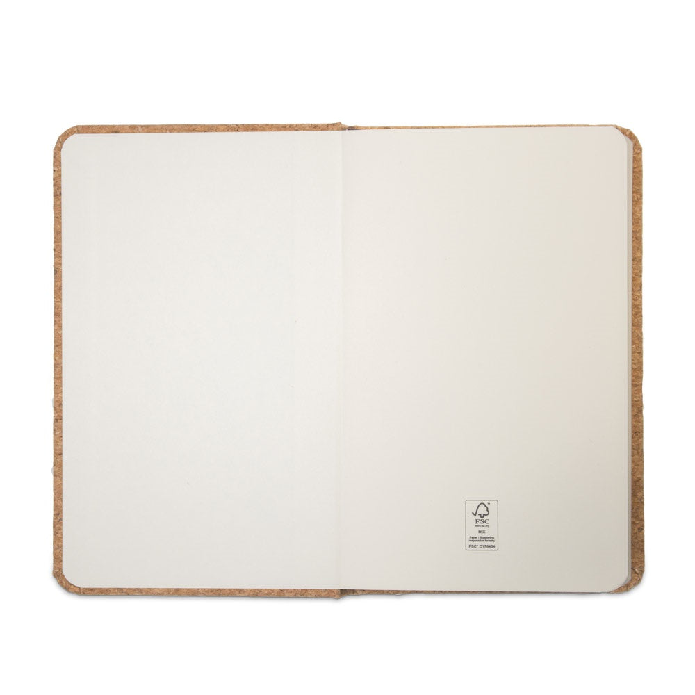 HAWKINS promotional notebook in natural (detail view) with custom logo branding