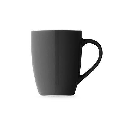 CINANDER promotional mug in black (detail view) with custom logo branding