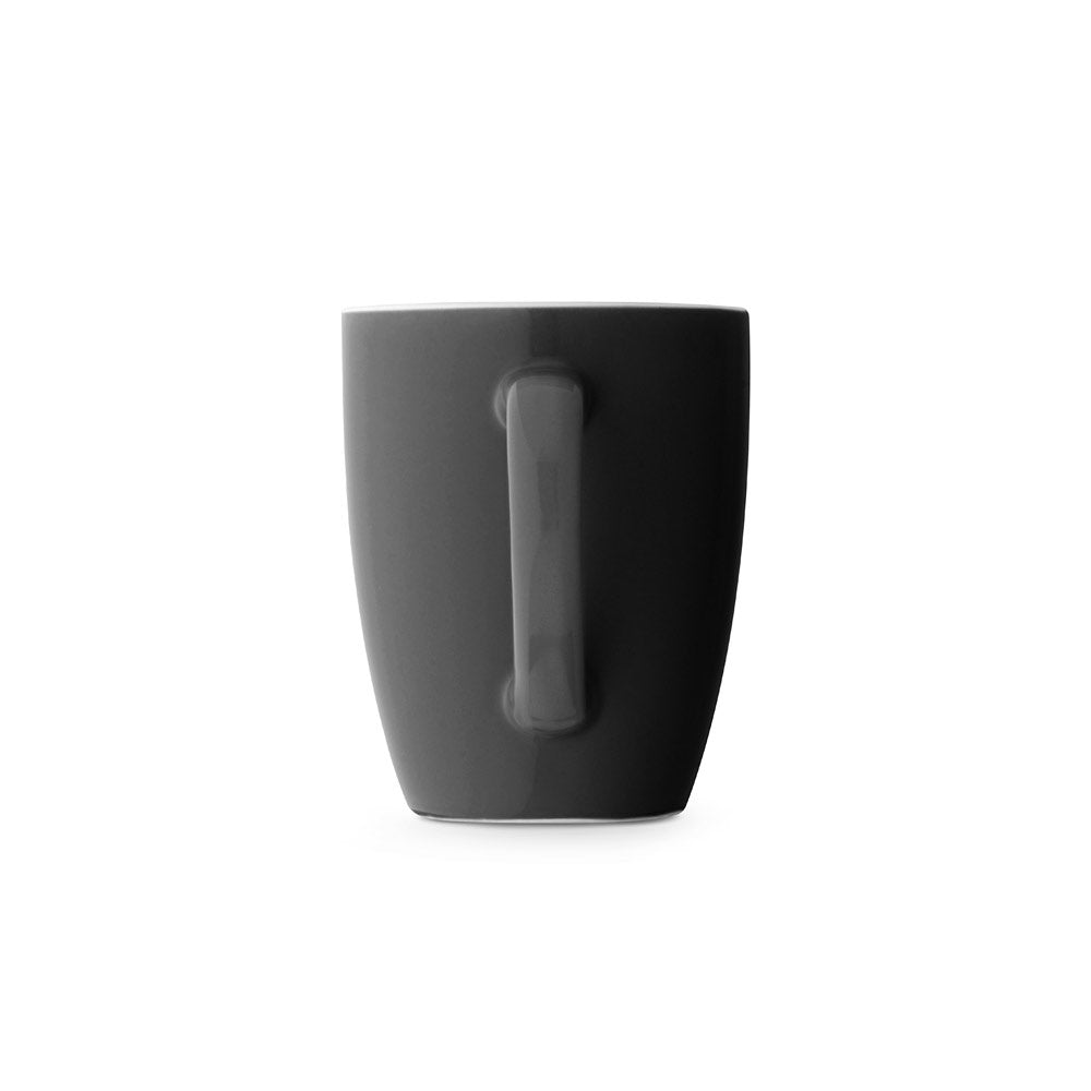 CINANDER promotional mug in black (detail view) with custom logo branding
