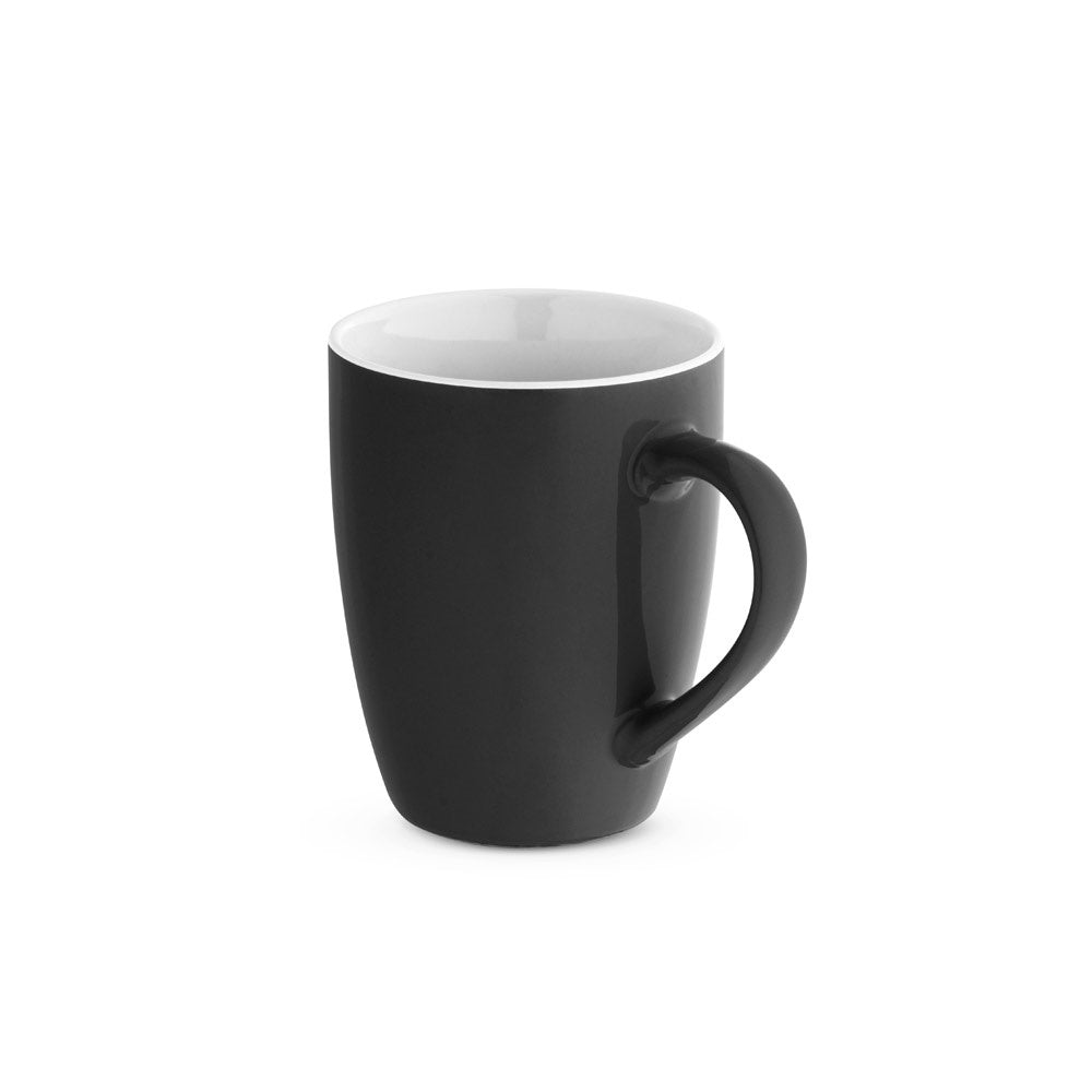 CINANDER promotional mug in black with custom logo branding