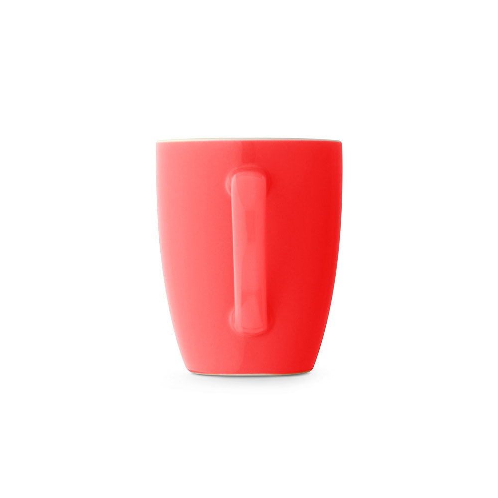CINANDER promotional mug in red (detail view) with custom logo branding