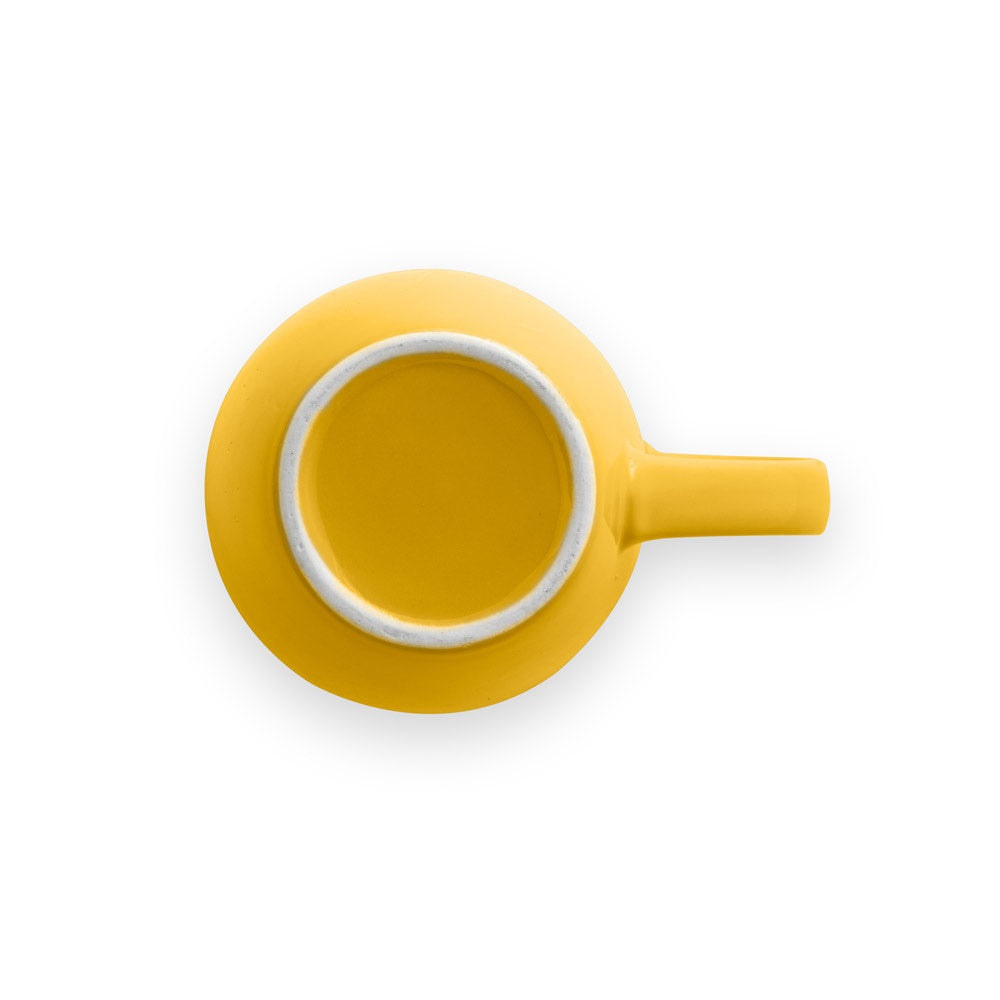 CINANDER promotional mug in yellow (detail view) with custom logo branding