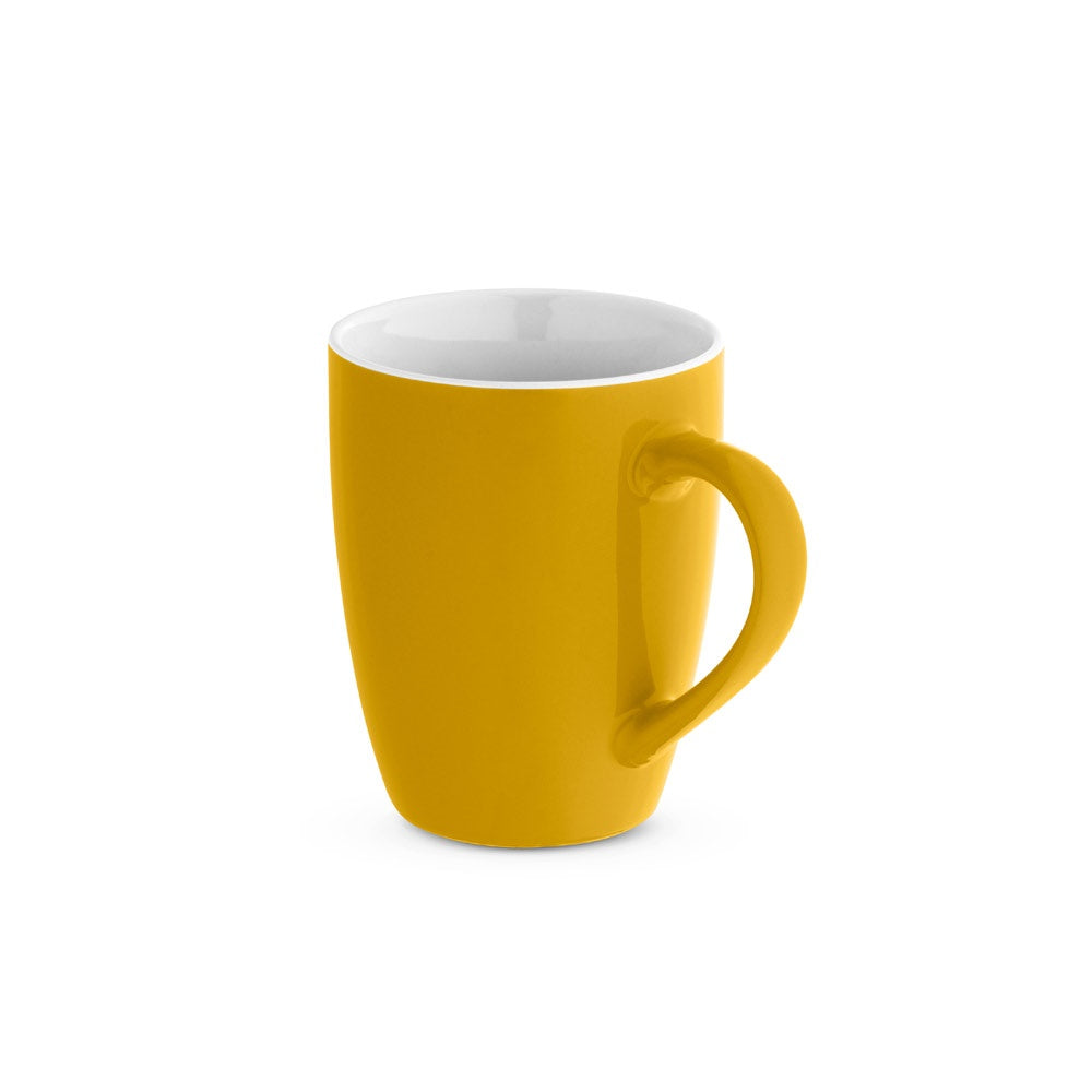 CINANDER promotional mug in yellow with custom logo branding