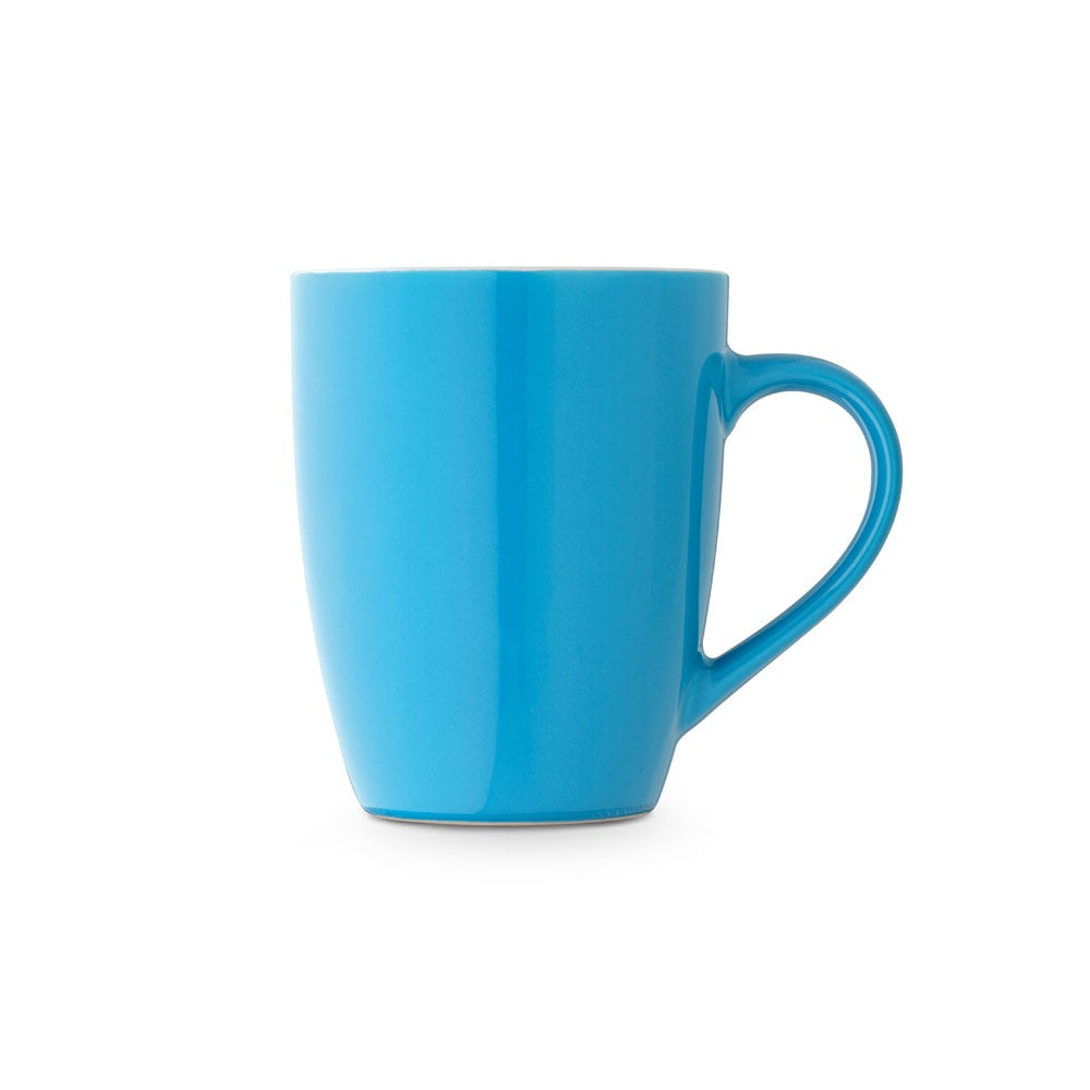 CINANDER promotional mug in light blue (detail view) with custom logo branding