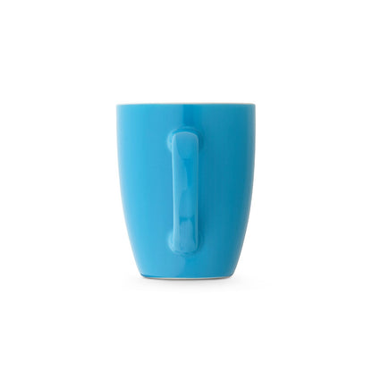 CINANDER promotional mug in light blue (detail view) with custom logo branding