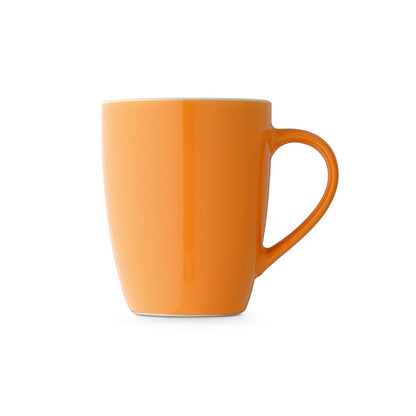 CINANDER promotional mug in orange (detail view) with custom logo branding