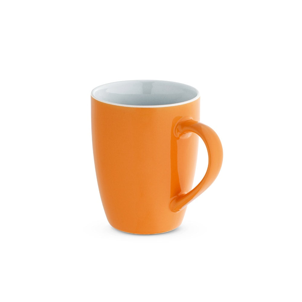 CINANDER promotional mug in orange with custom logo branding