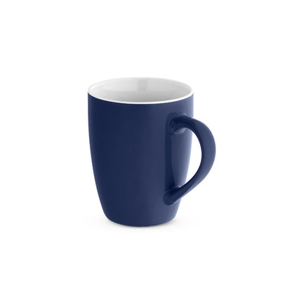 CINANDER promotional mug in navy blue with custom logo branding