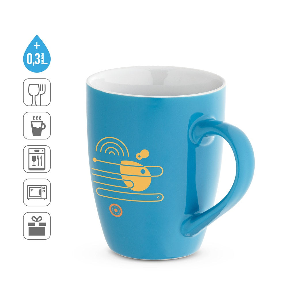 CINANDER promotional mug (complete set view) with custom logo branding