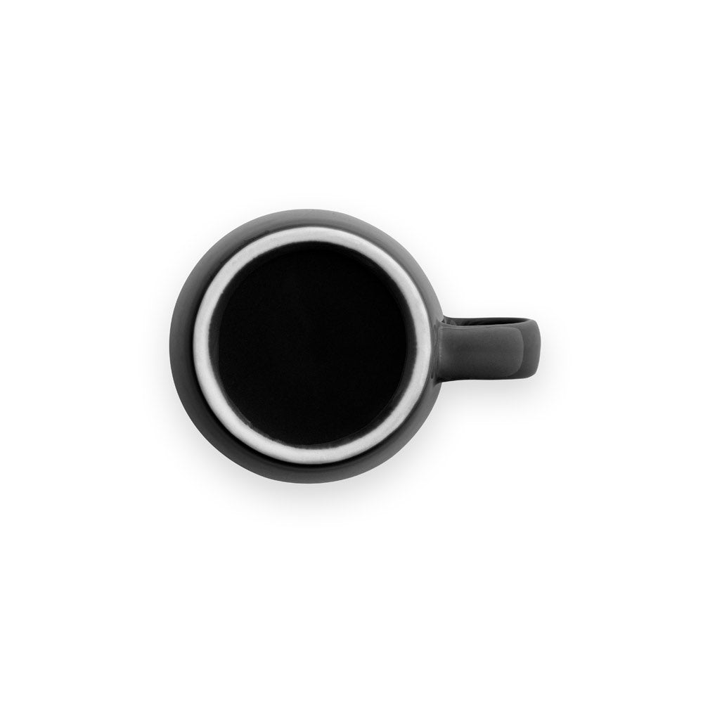 COMANDER promotional mug in black (detail view) with custom logo branding