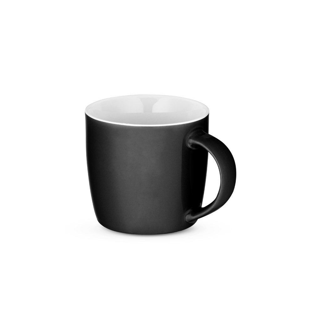 COMANDER promotional mug in black with custom logo branding
