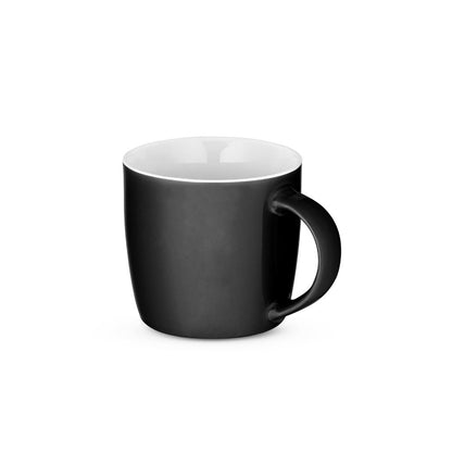 COMANDER promotional mug in black with custom logo branding