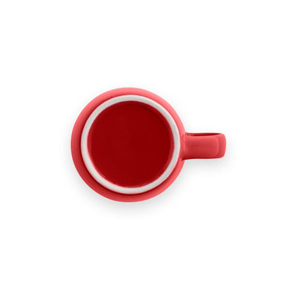 COMANDER promotional mug in red (detail view) with custom logo branding
