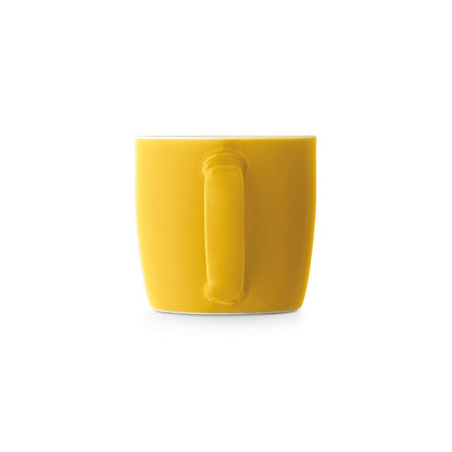 COMANDER promotional mug in yellow (detail view) with custom logo branding