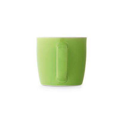 COMANDER promotional mug in light green (detail view) with custom logo branding