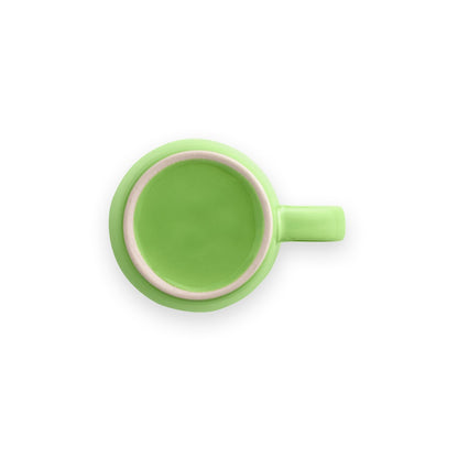 COMANDER promotional mug in light green (detail view) with custom logo branding