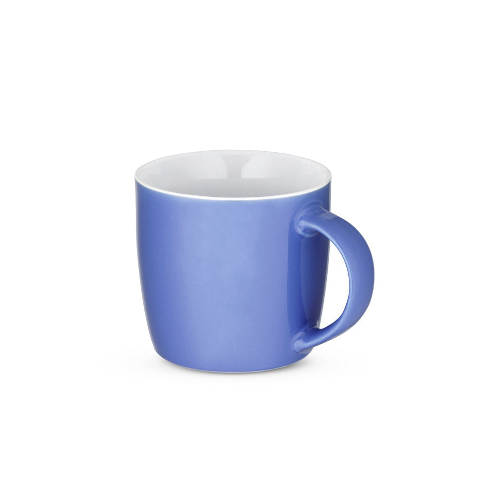 COMANDER promotional mug in light blue with custom logo branding