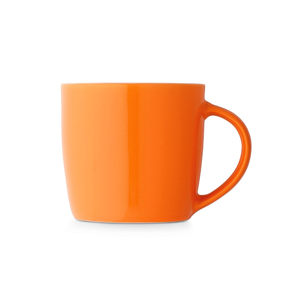 COMANDER promotional mug in orange (detail view) with custom logo branding