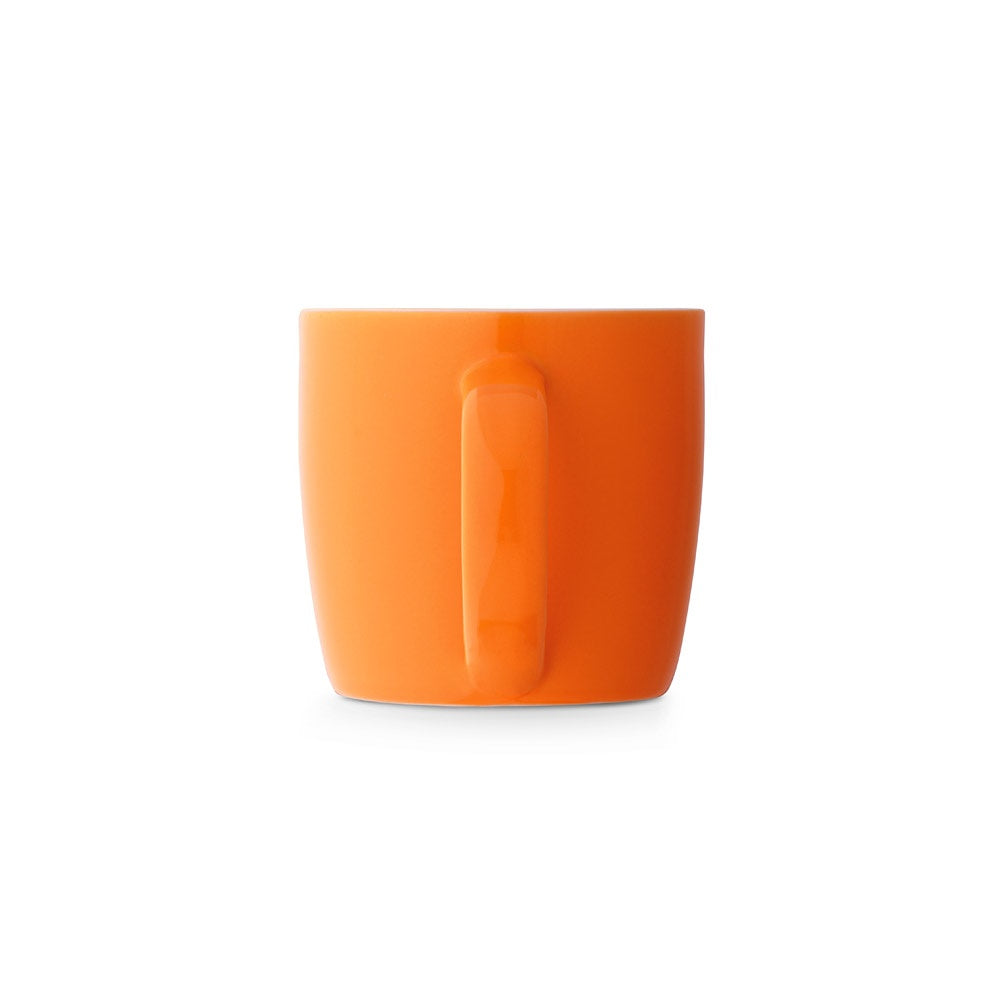 COMANDER promotional mug in orange (detail view) with custom logo branding