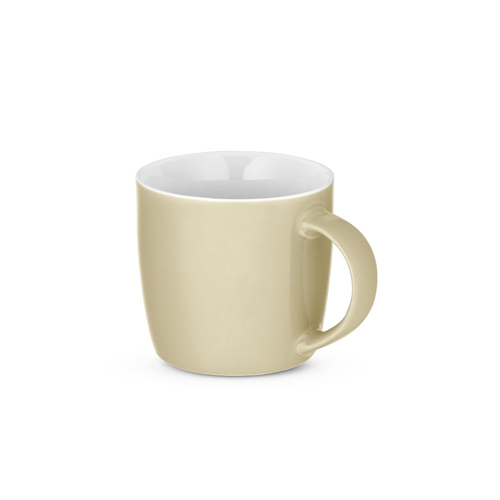 COMANDER promotional mug in beige with custom logo branding
