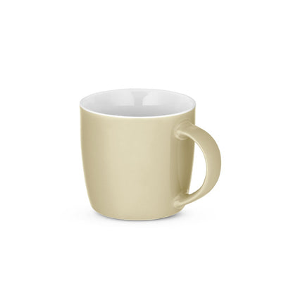 COMANDER promotional mug in beige with custom logo branding