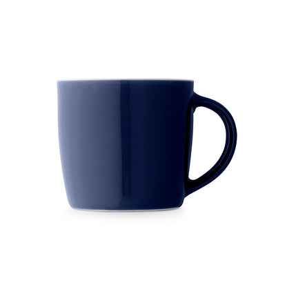 COMANDER promotional mug in navy blue (detail view) with custom logo branding