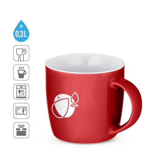 COMANDER promotional mug (complete set view) with custom logo branding