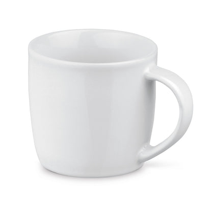 AVOINE promotional mug in white with custom logo branding