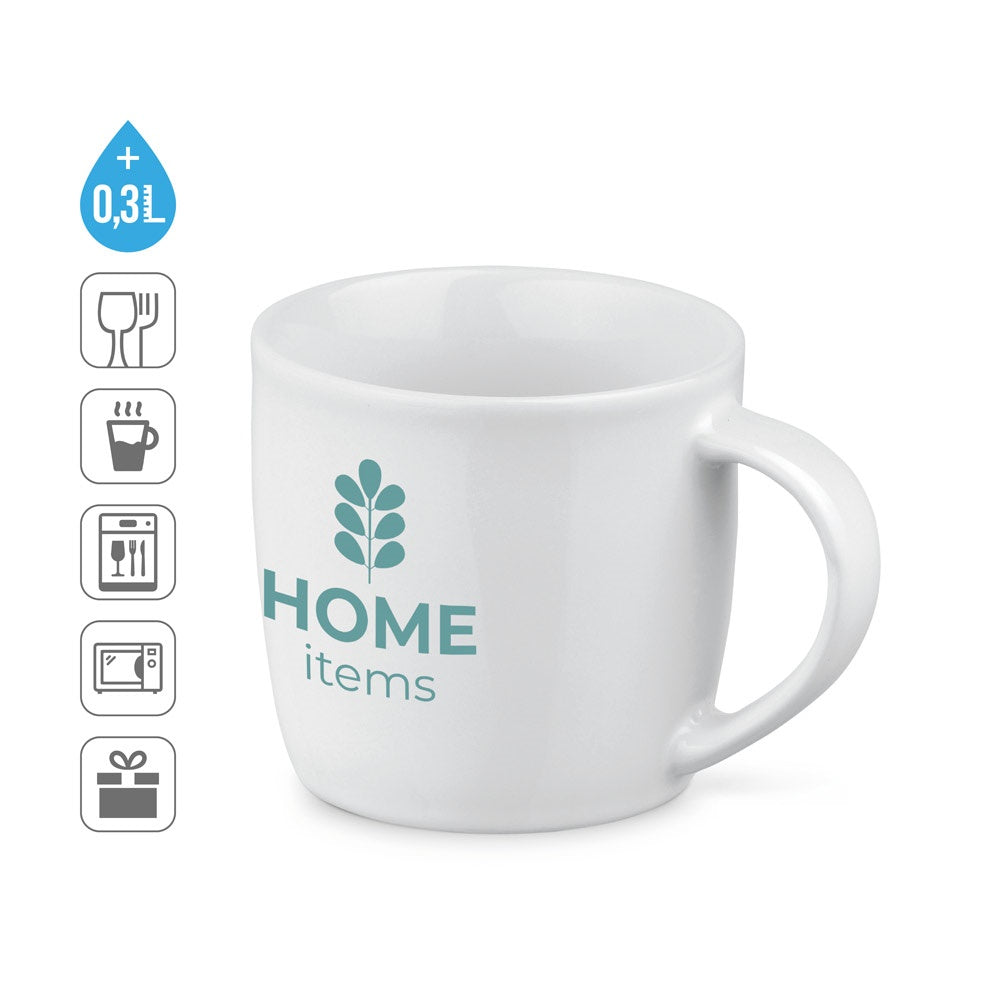 AVOINE promotional mug (complete set view) with custom logo branding