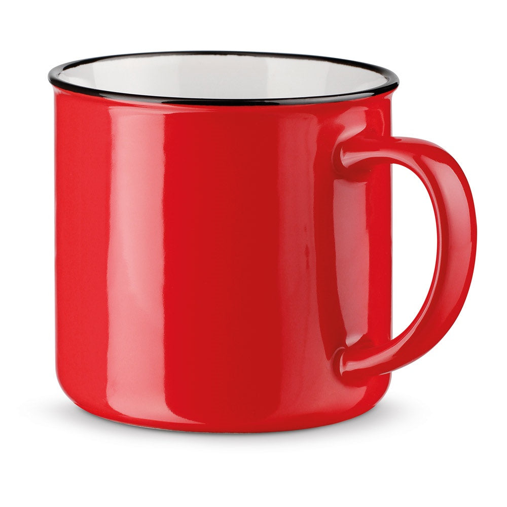 VERNON promotional mug in red with custom logo branding