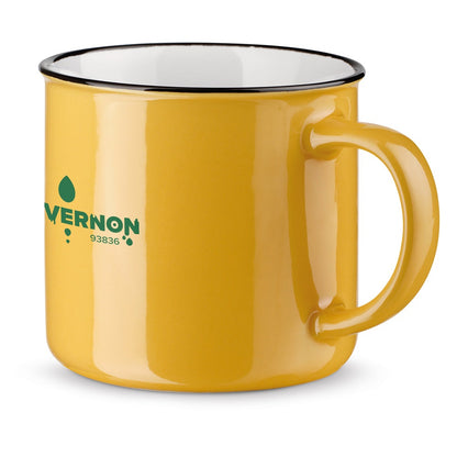 VERNON promotional mug in yellow with custom logo branding
