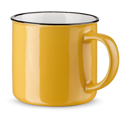 VERNON promotional mug in yellow with custom logo branding