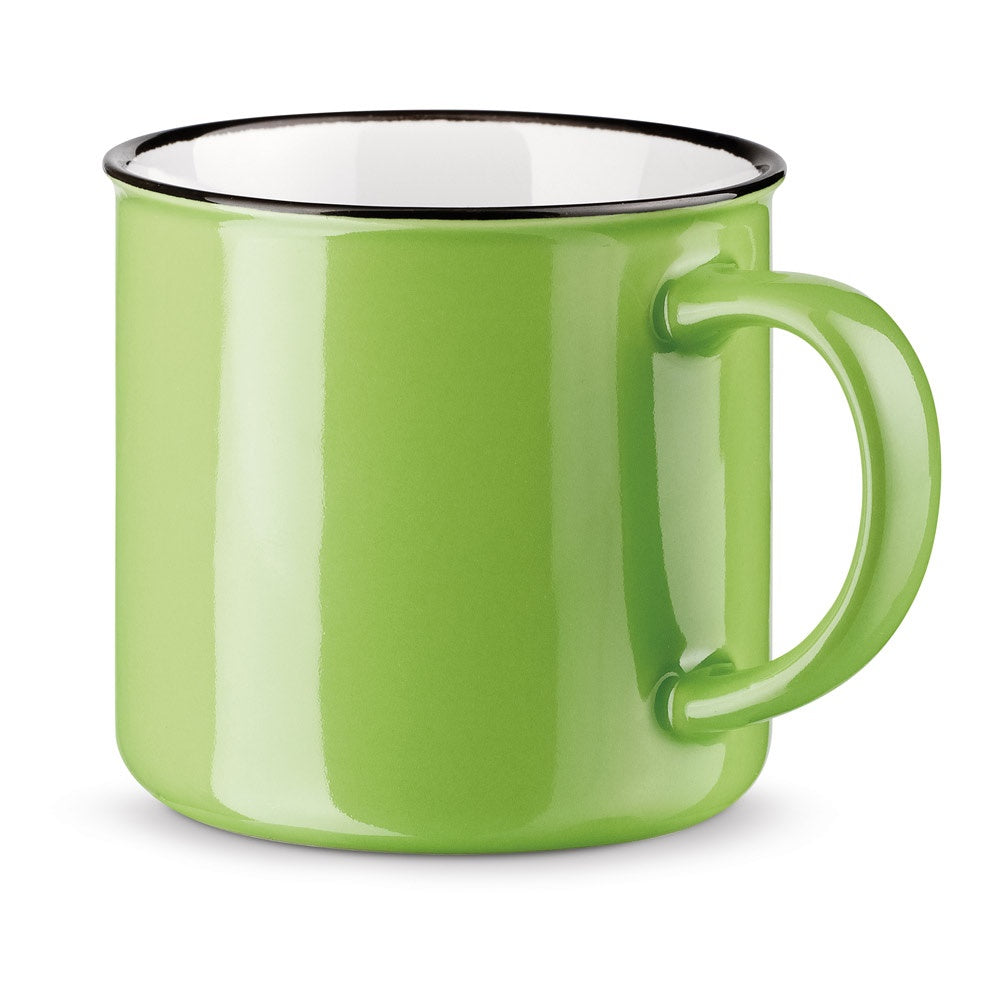 VERNON promotional mug in light green with custom logo branding