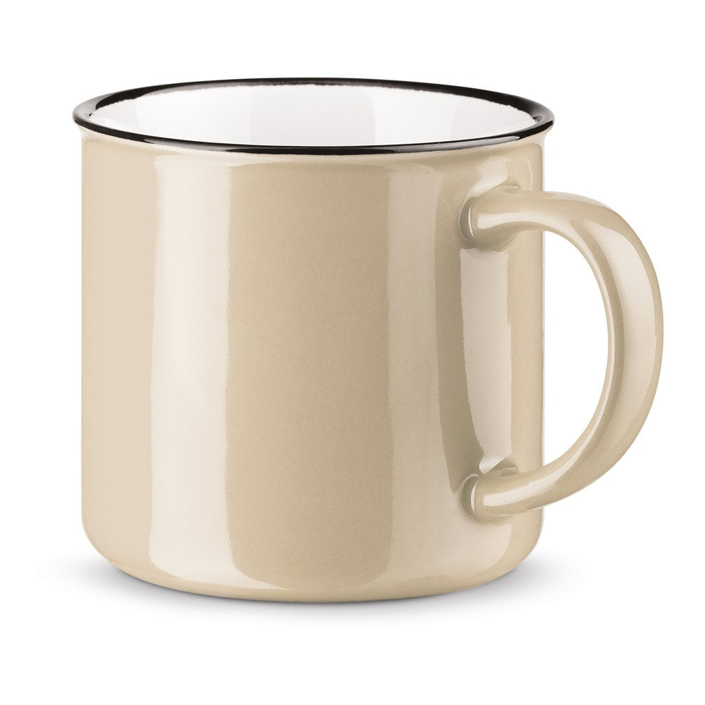 VERNON promotional mug in beige with custom logo branding