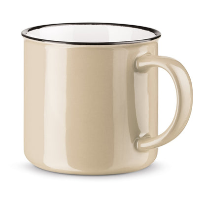 VERNON promotional mug in beige with custom logo branding