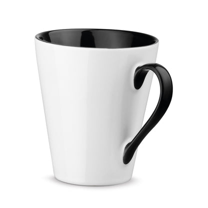 COLBY promotional mug in black with custom logo branding