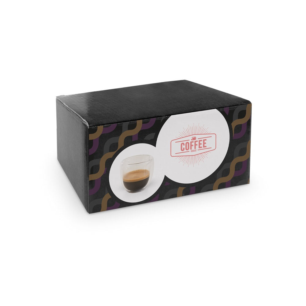 EXPRESSO promotional cup set in transparent with custom logo branding