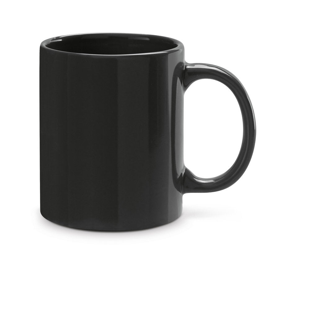 BARINE promotional mug in black with custom logo branding