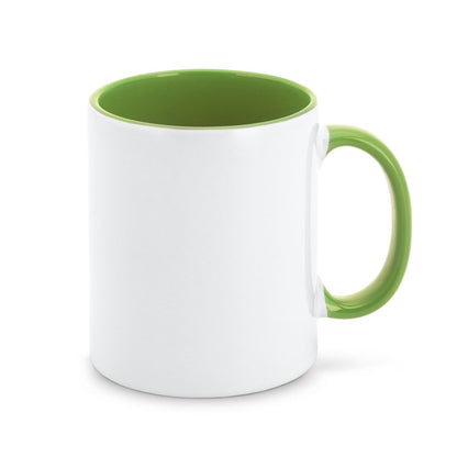 MOCHA promotional mug in light green with custom logo branding