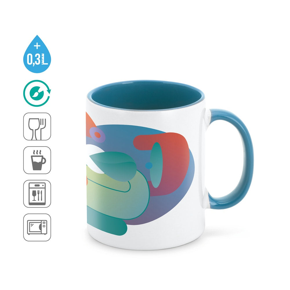 MOCHA promotional mug (complete set view) with custom logo branding