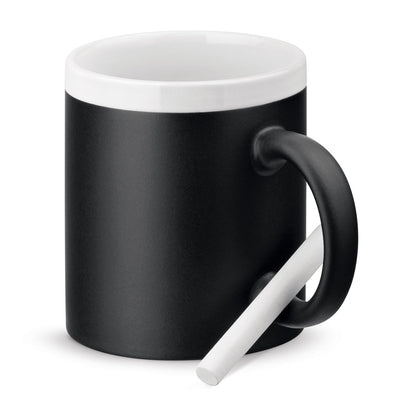 CHALKIE promotional mug in white with custom logo branding