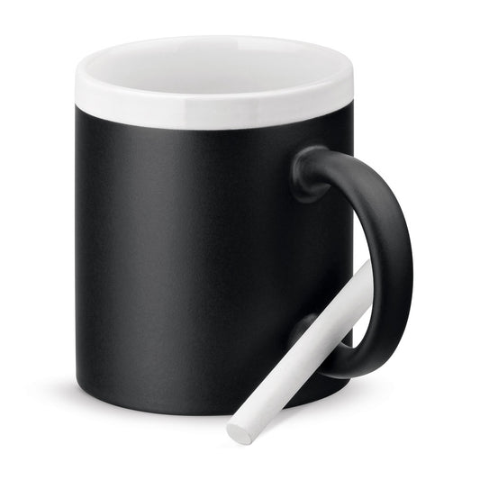 CHALKIE promotional mug in white with custom logo branding