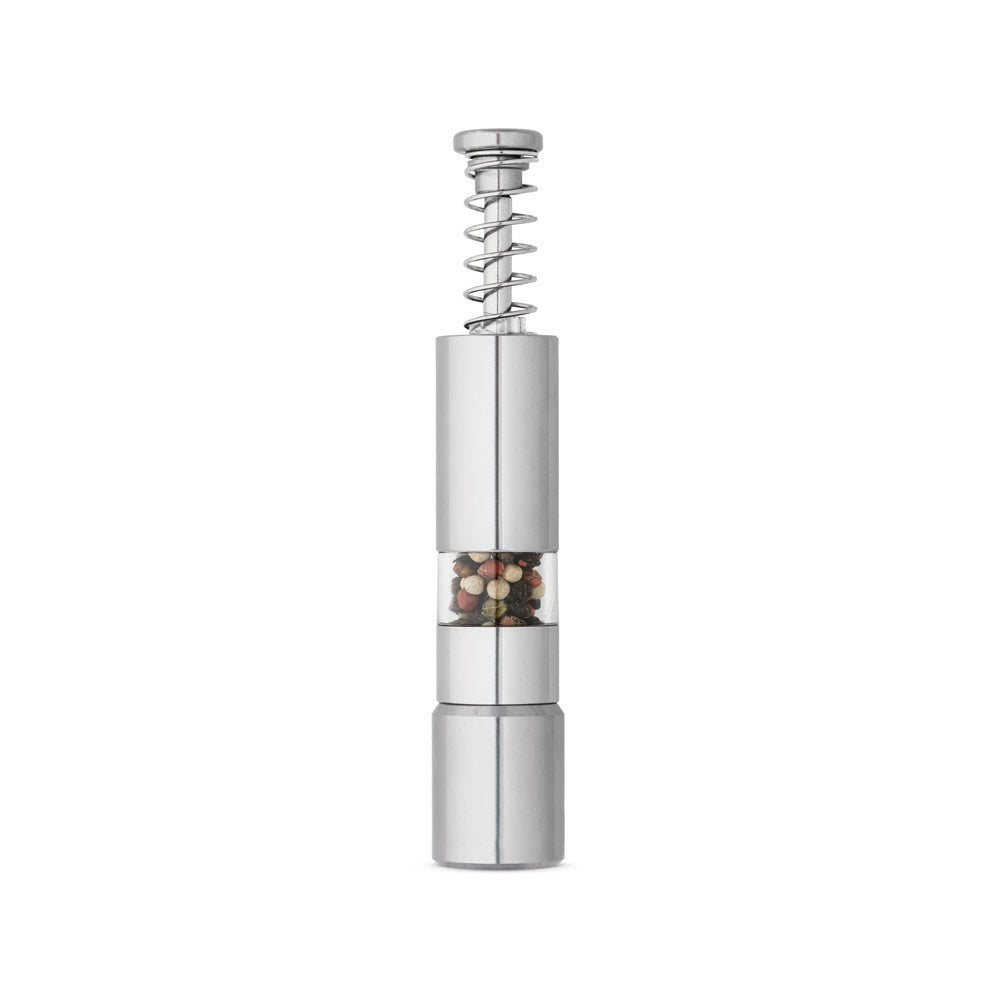 SMARTPEPPER promotional kitchen accessory in satin silver (detail view) with custom logo branding