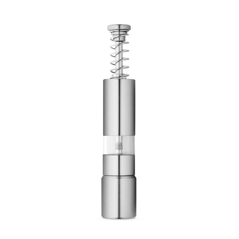 SMARTPEPPER promotional kitchen accessory in satin silver with custom logo branding