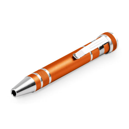TOOLPEN promotional multi-tool in orange with custom logo branding