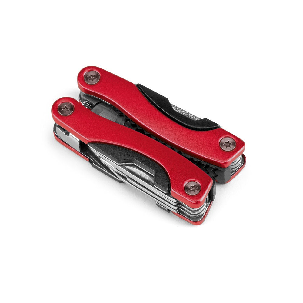 DUNITO promotional multi-tool in red with custom logo branding
