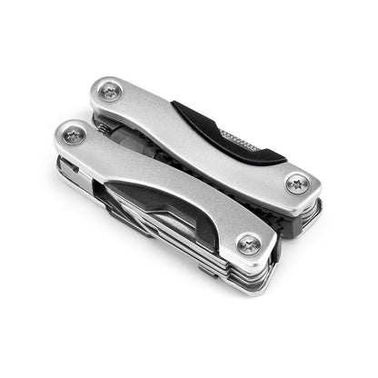 DUNITO promotional multi-tool in satin silver with custom logo branding